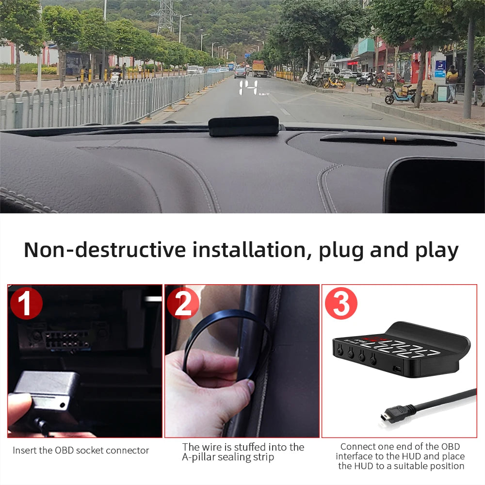 תצוגת HUD לשמשה עם GPS ו-OBD2