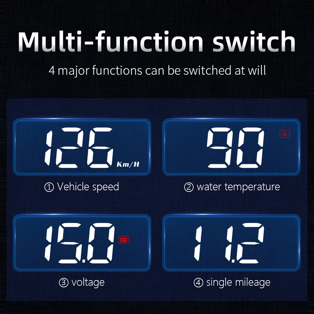 תצוגת HUD לשמשה עם GPS ו-OBD2