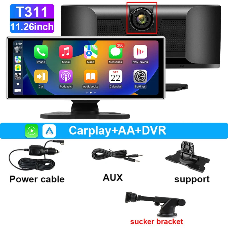 מצלמת דרך 4K עם מסך מראה, CarPlay ואנדרואיד Auto