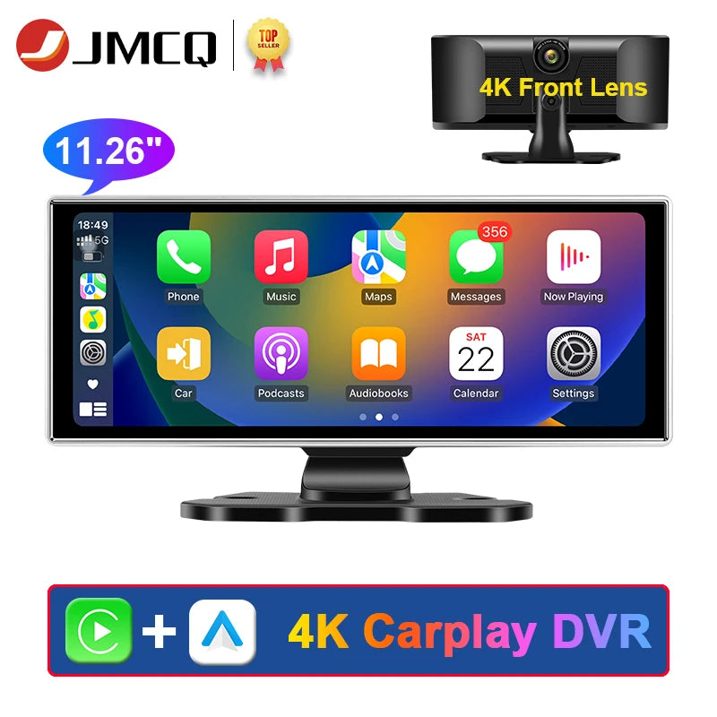 מצלמת דרך 4K עם מסך מראה, CarPlay ואנדרואיד Auto