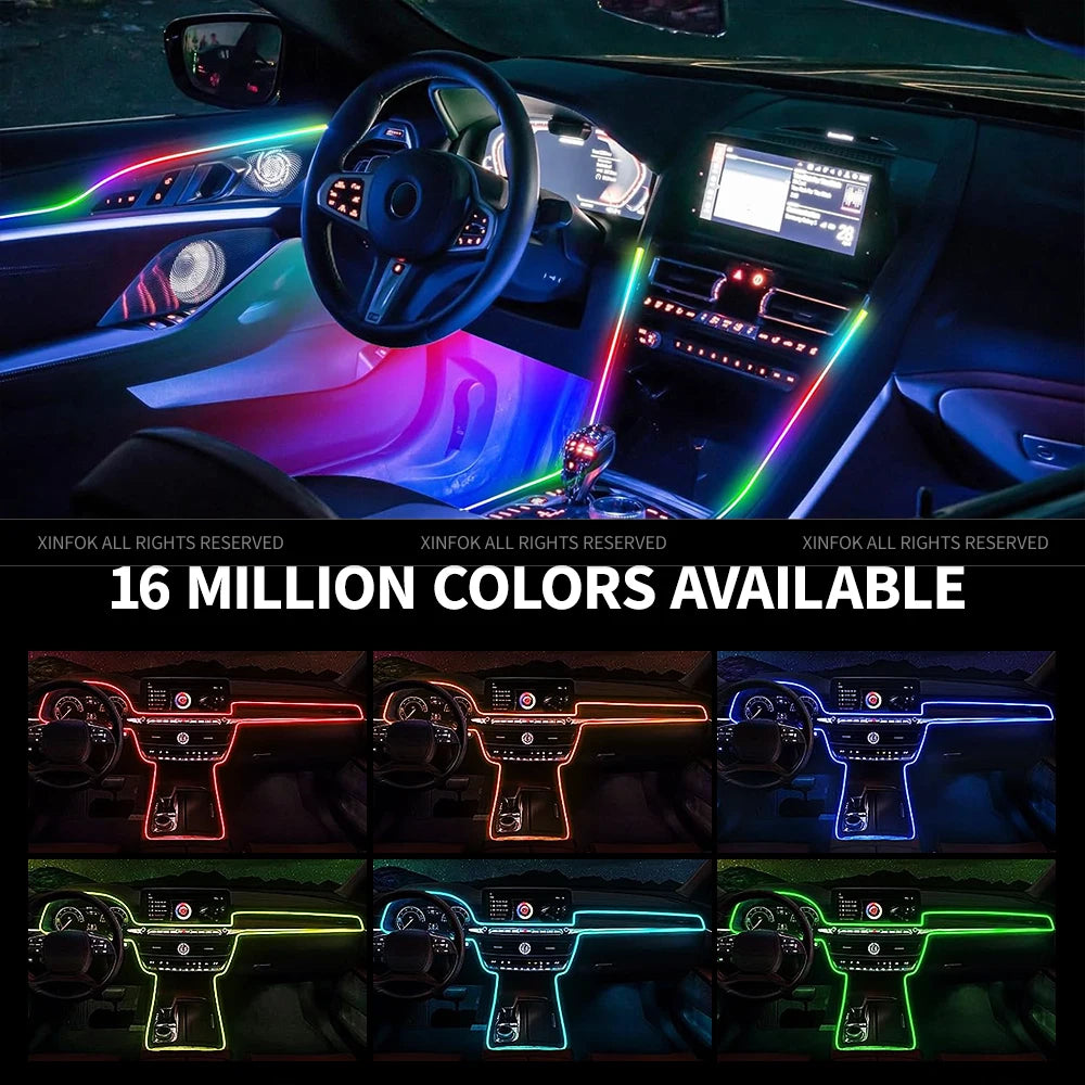 ערכת תאורת אווירה RGB לרכב עם סיבים אופטיים