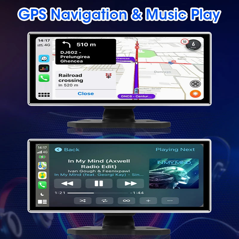 מצלמת דרך 4K עם מסך מראה, CarPlay ואנדרואיד Auto