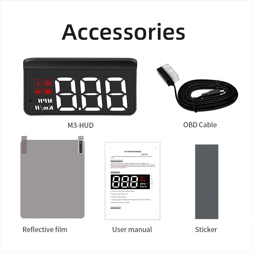 תצוגת HUD לשמשה עם GPS ו-OBD2